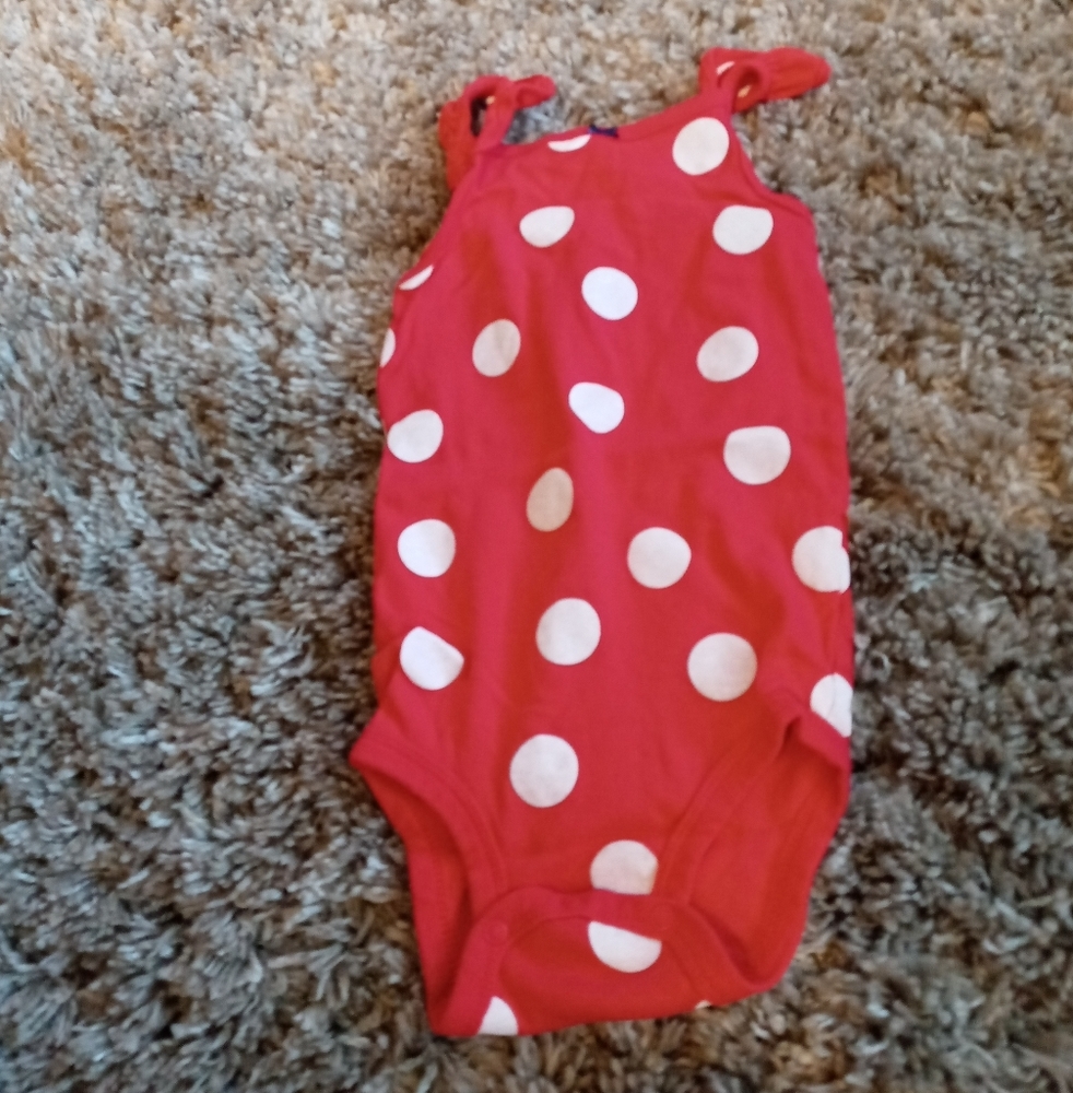 Carter's Red And White Polka Dot Tank Onesie